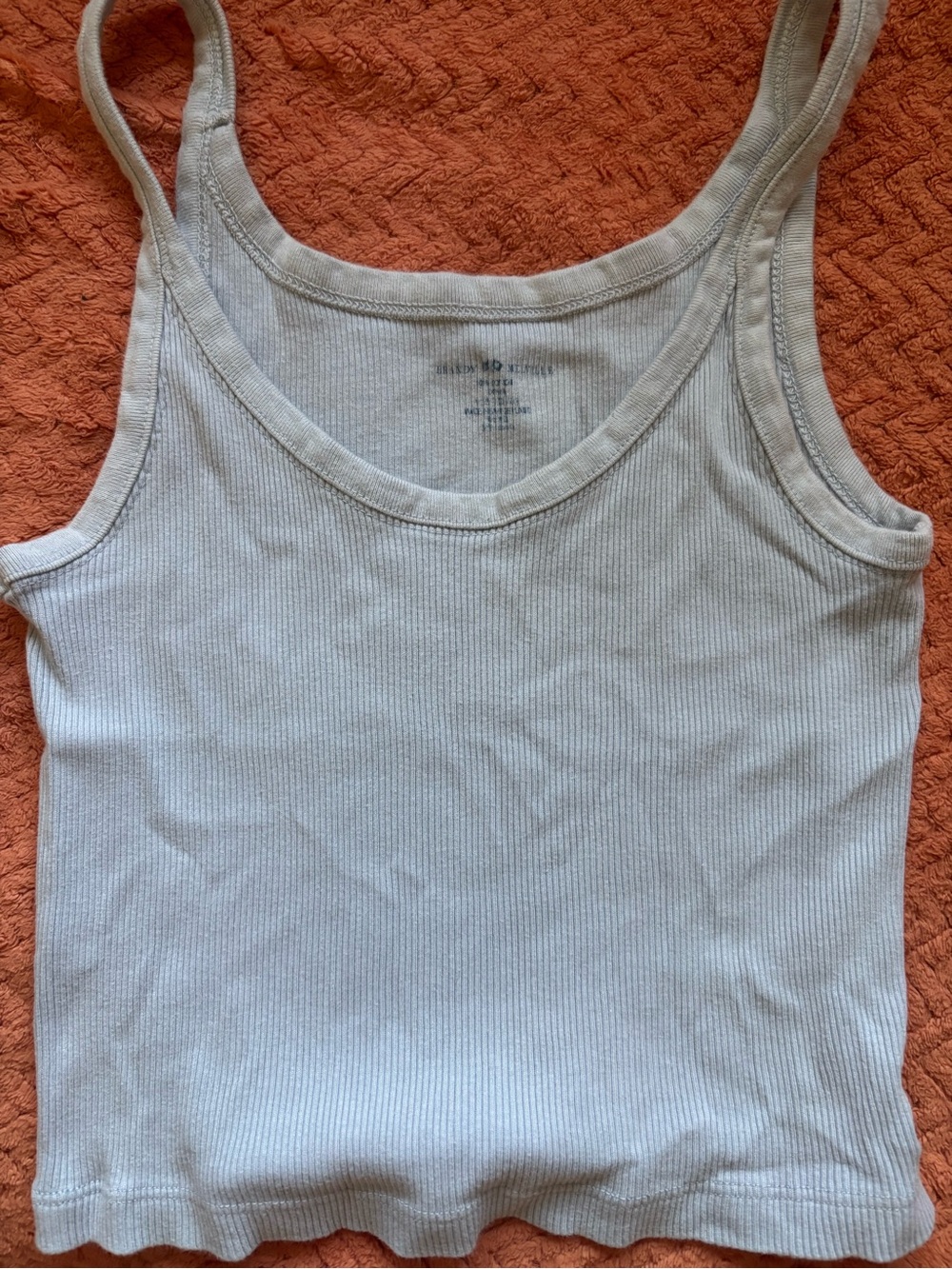 Brandy Melville Women's Ribbed White Tank Top - Slim Scoop Neck Layering Tank sm
